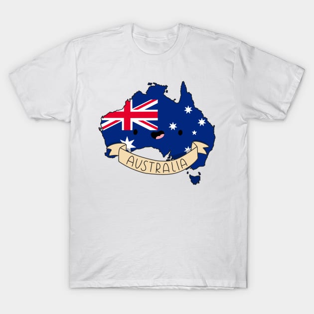 Kawaii Australia Flag Map T-Shirt by Sofia Sava